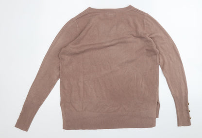 Primark Womens Brown V-Neck  Acrylic Pullover Jumper Size S