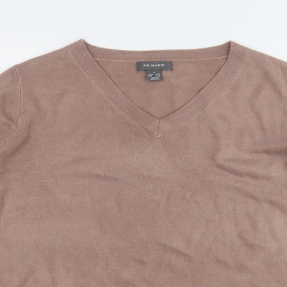 Primark Womens Brown V-Neck  Acrylic Pullover Jumper Size S