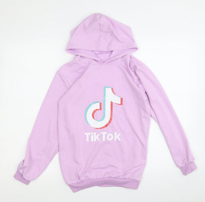 Preworn Girls Purple  Cotton Pullover Hoodie Size L   - TikTok