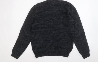 George Mens Black Round Neck  Acrylic Pullover Jumper Size L