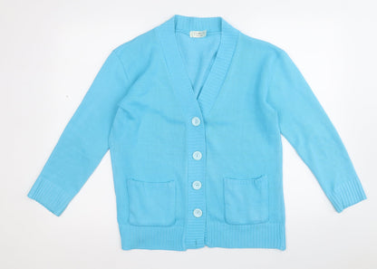 Choices Womens Blue V-Neck  Acrylic Cardigan Jumper Size L