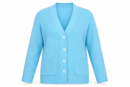 Choices Womens Blue V-Neck  Acrylic Cardigan Jumper Size L