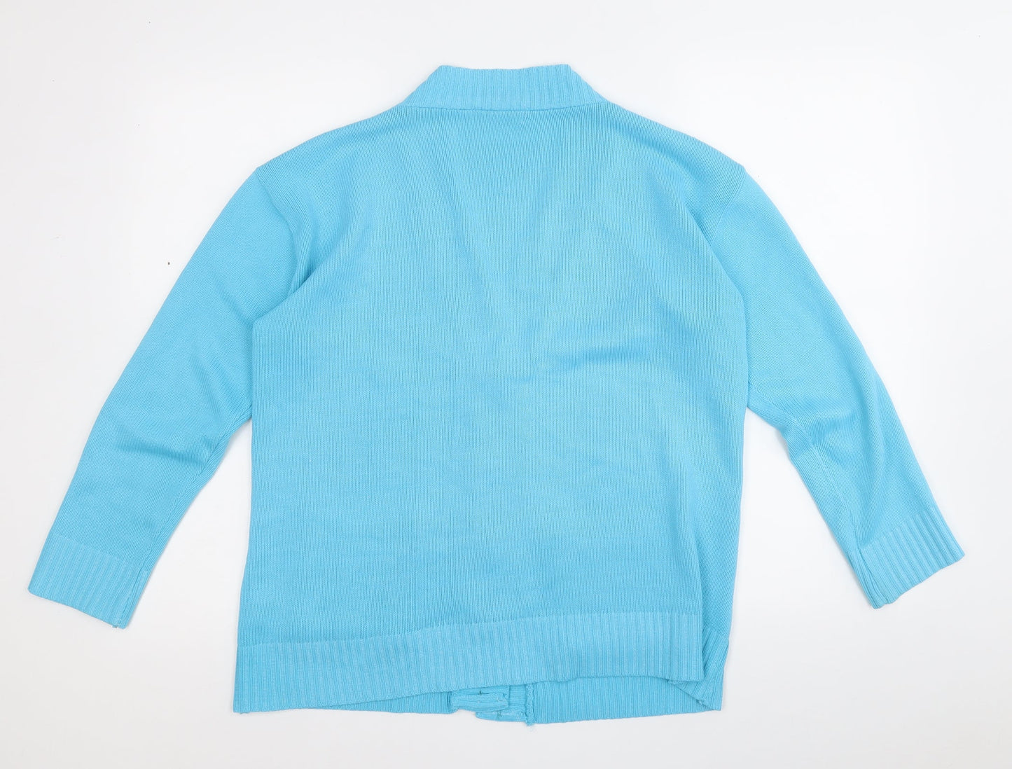Choices Womens Blue V-Neck  Acrylic Cardigan Jumper Size L