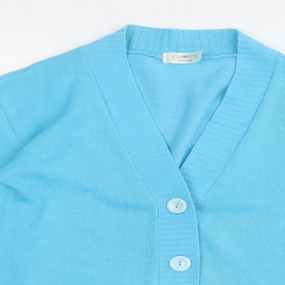 Choices Womens Blue V-Neck  Acrylic Cardigan Jumper Size L