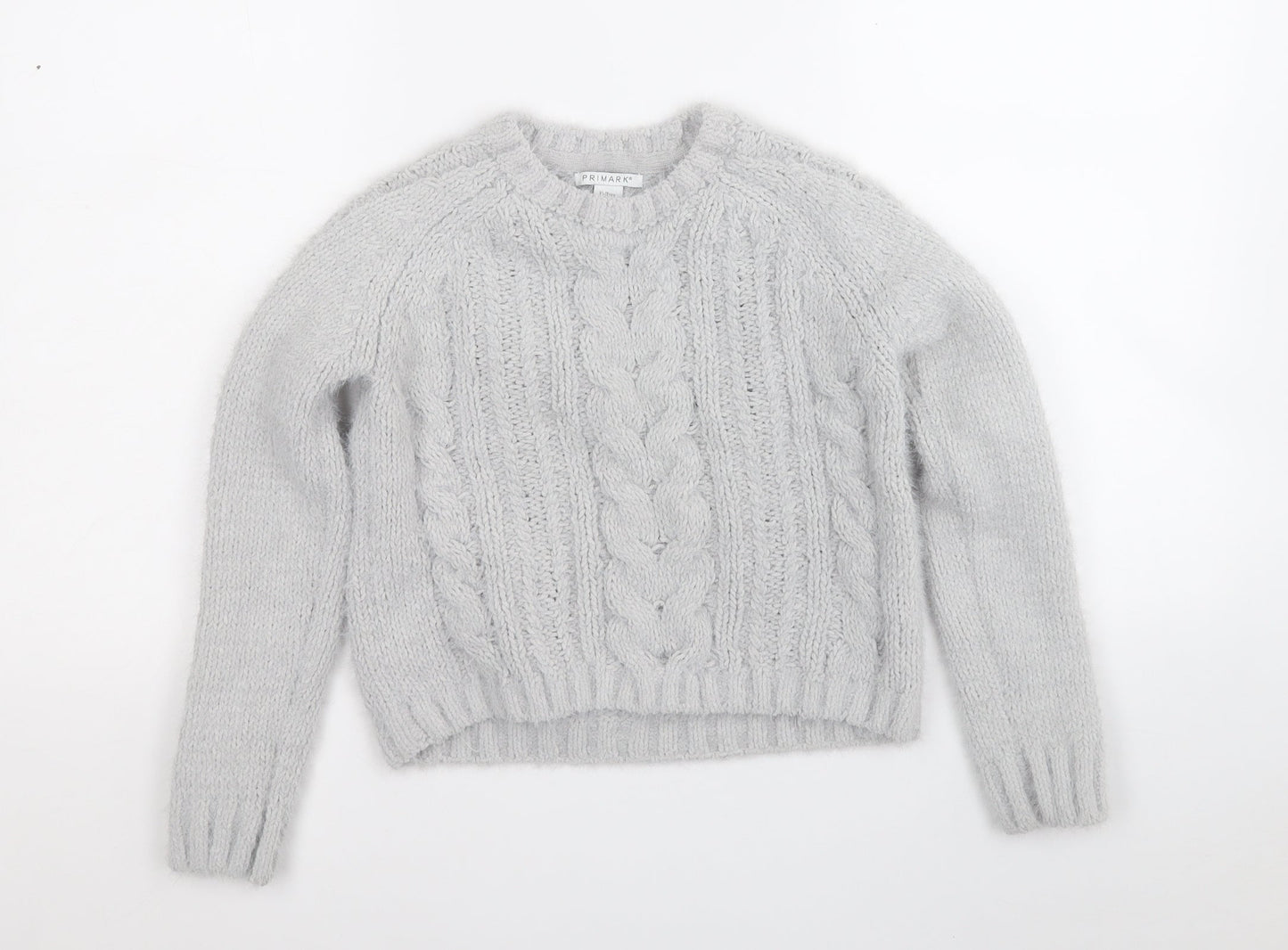 Primark Girls Grey Round Neck  Polyester Pullover Jumper Size 10-11 Years