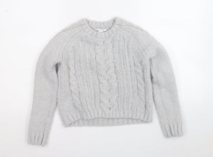 Primark Girls Grey Round Neck  Polyester Pullover Jumper Size 10-11 Years