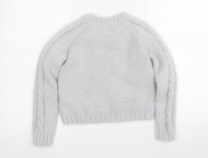 Primark Girls Grey Round Neck  Polyester Pullover Jumper Size 10-11 Years