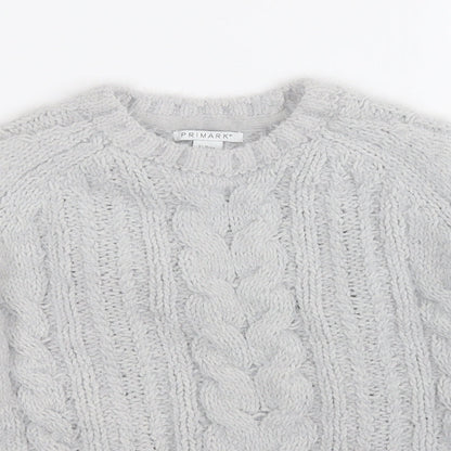 Primark Girls Grey Round Neck  Polyester Pullover Jumper Size 10-11 Years