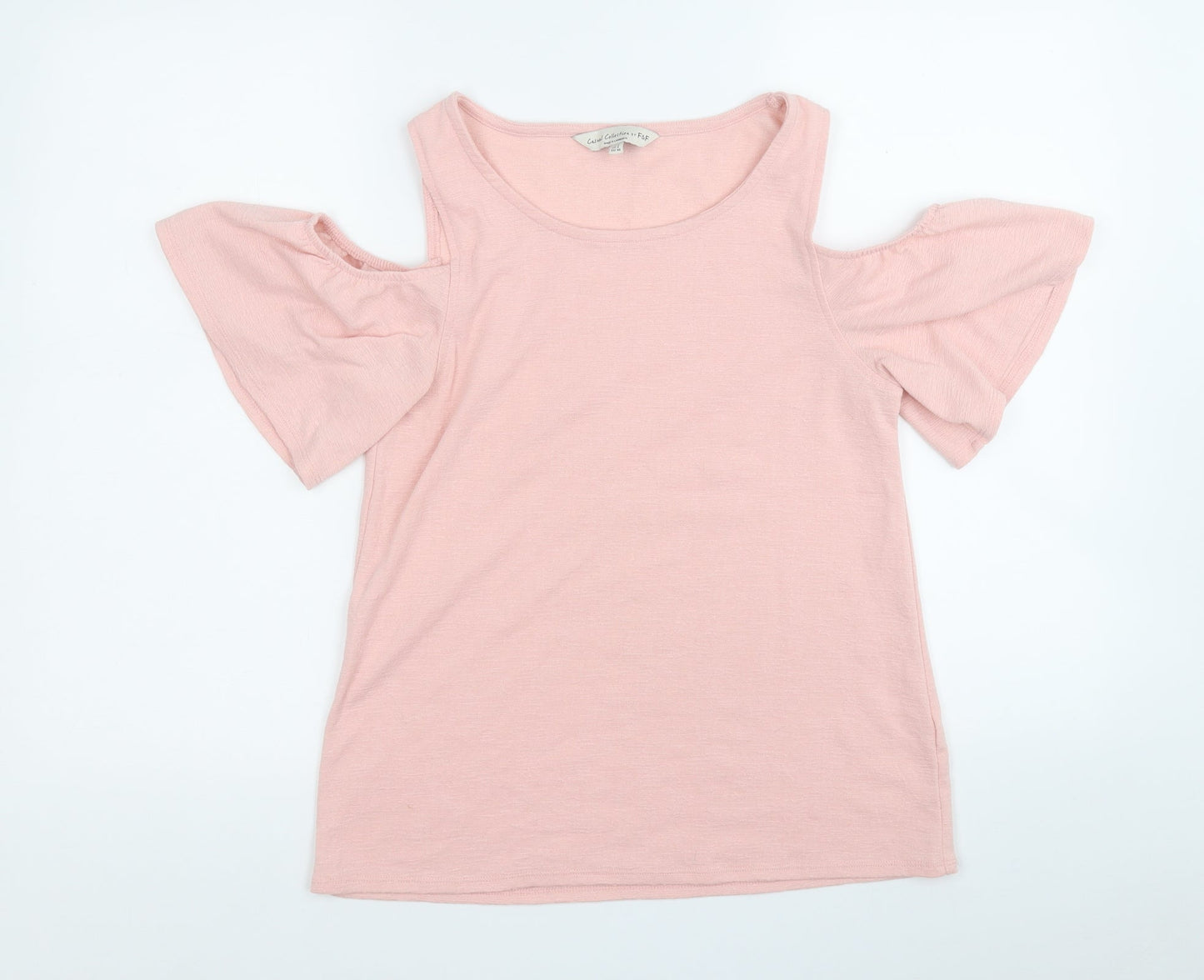 F&F Womens Pink  Polyester Basic T-Shirt Size 8 Round Neck