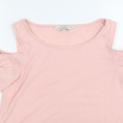 F&F Womens Pink  Polyester Basic T-Shirt Size 8 Round Neck