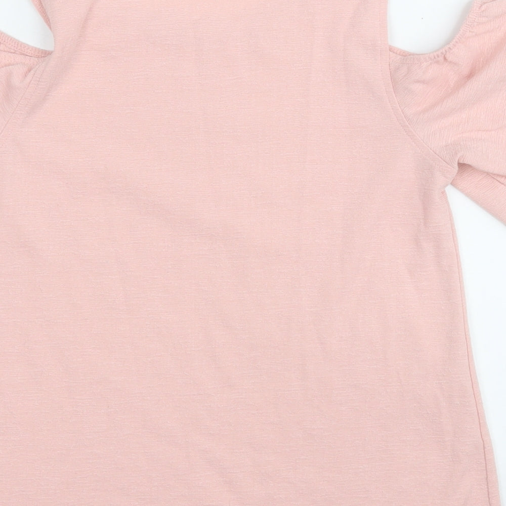 F&F Womens Pink  Polyester Basic T-Shirt Size 8 Round Neck