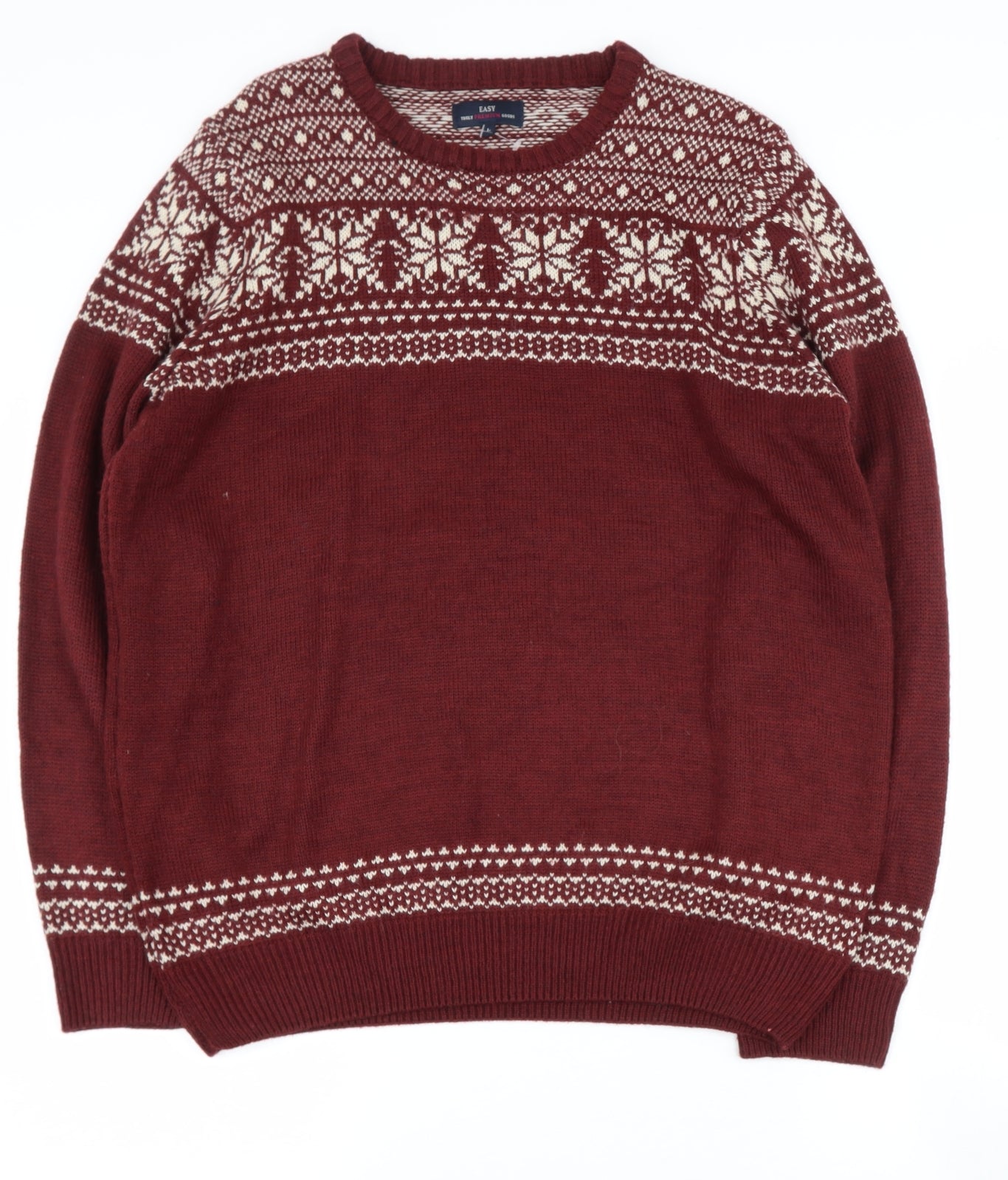 Easy Mens Purple Round Neck Geometric Acrylic Henley Jumper Size XL