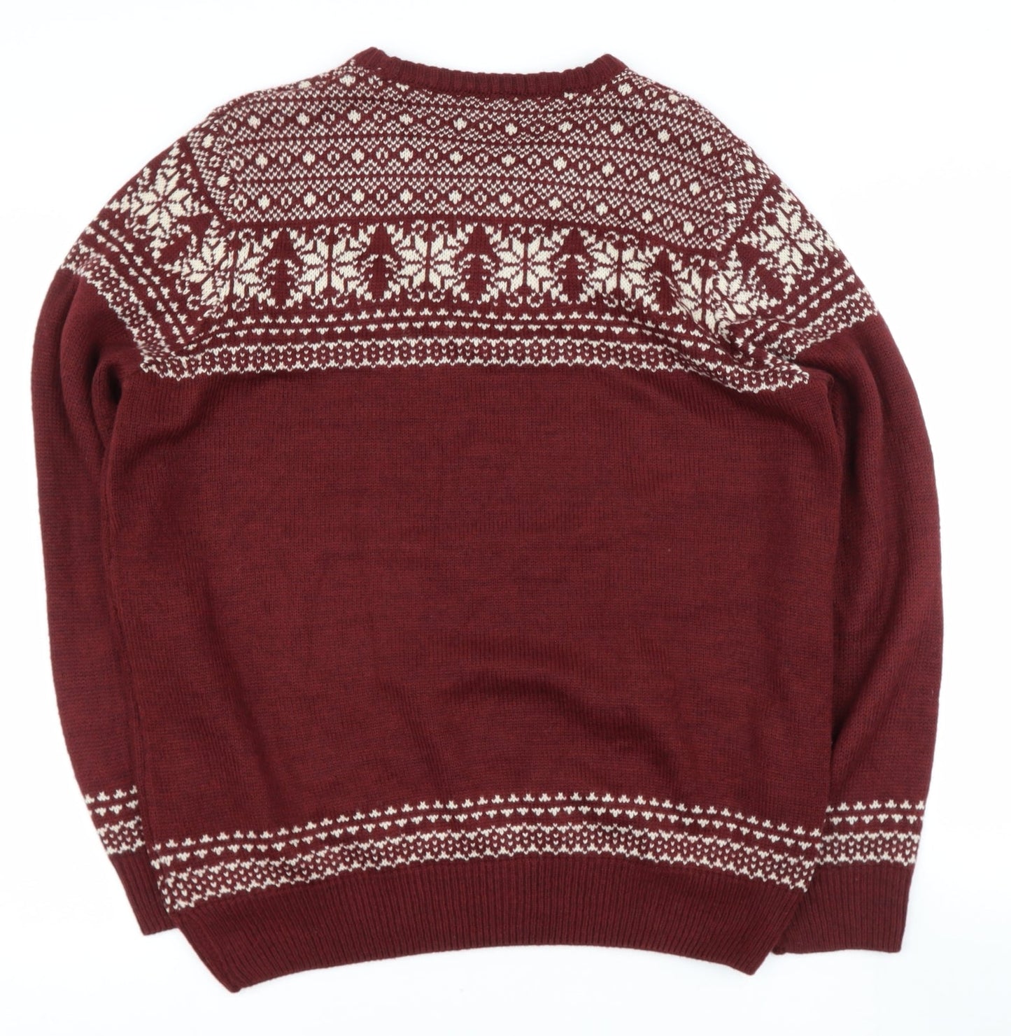 Easy Mens Purple Round Neck Geometric Acrylic Henley Jumper Size XL