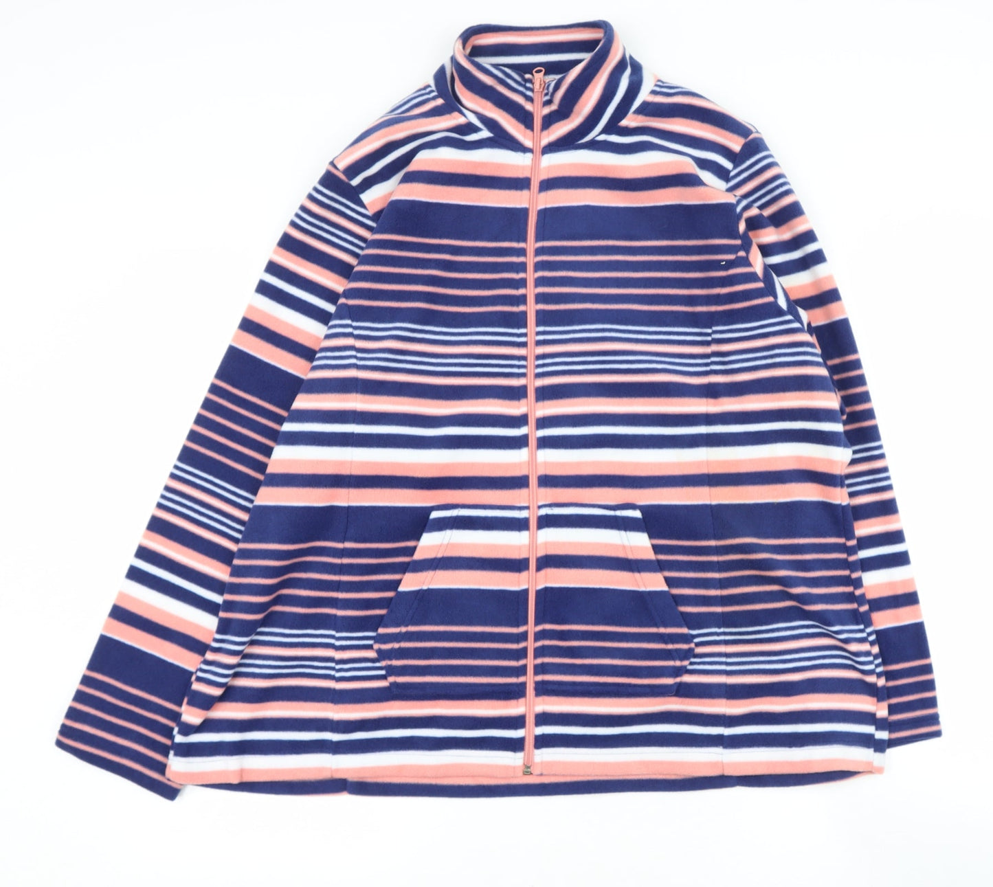 b you Womens Multicoloured High Neck Striped Polyacrylate Fibre Pullover Jumper Size L