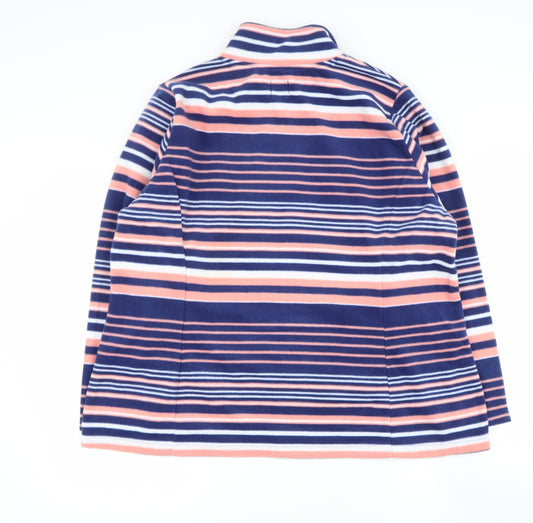 b you Womens Multicoloured High Neck Striped Polyacrylate Fibre Pullover Jumper Size L