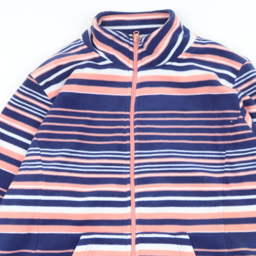 b you Womens Multicoloured High Neck Striped Polyacrylate Fibre Pullover Jumper Size L
