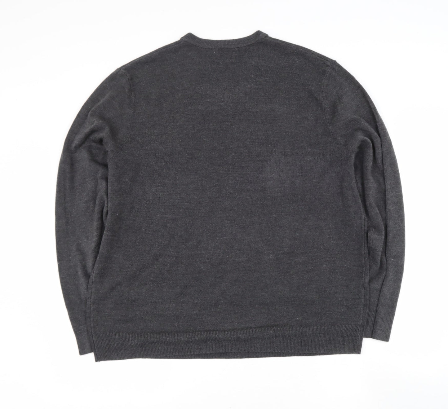 easy  Mens Grey V-Neck  Acrylic Pullover Jumper Size XL