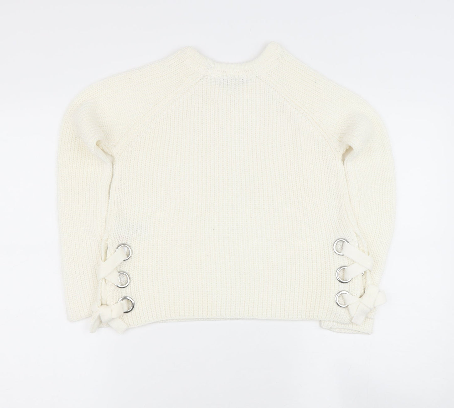 primar Girls Beige Round Neck  Acrylic Pullover Jumper Size 7-8 Years