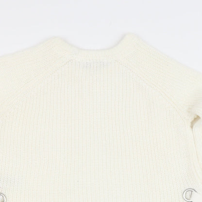 primar Girls Beige Round Neck  Acrylic Pullover Jumper Size 7-8 Years