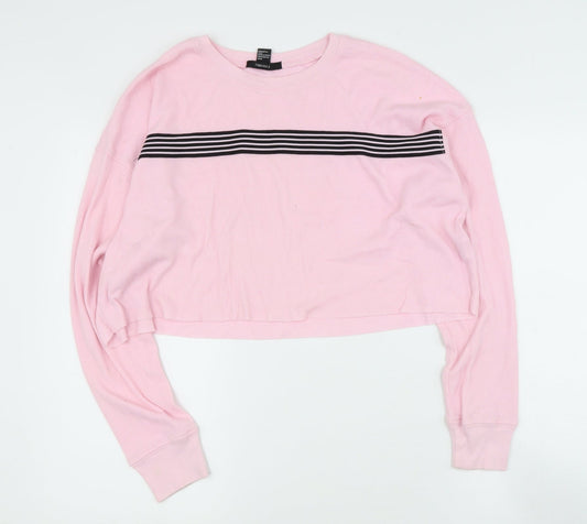 FOREVER 21 Womens Pink Round Neck  Cotton Pullover Jumper Size S