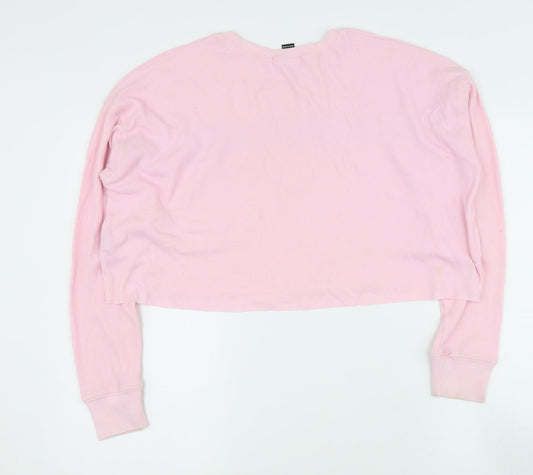 FOREVER 21 Womens Pink Round Neck  Cotton Pullover Jumper Size S