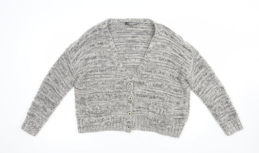 Limited Collection Womens Grey V-Neck  Acrylic Cardigan Jumper Size 16