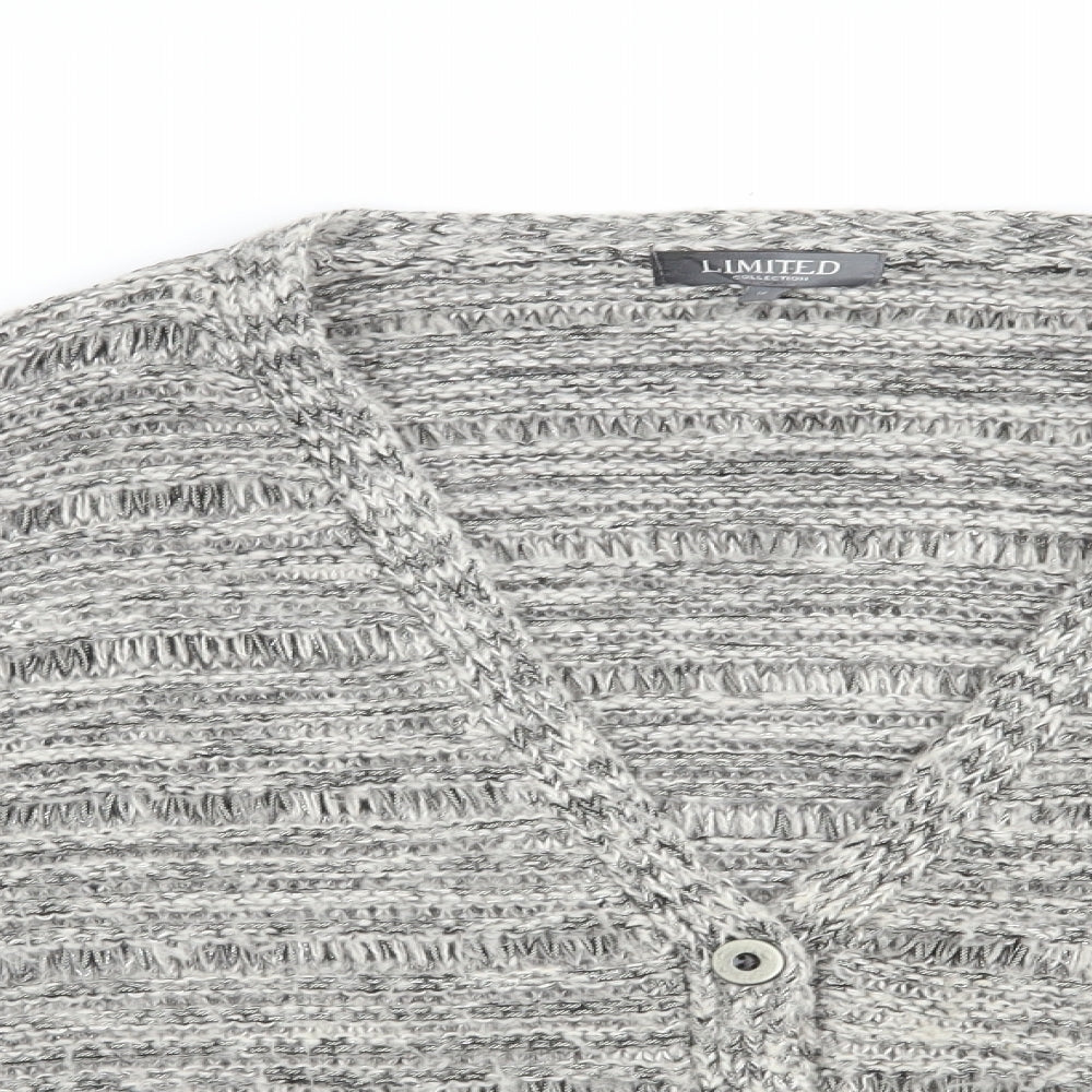 Limited Collection Womens Grey V-Neck  Acrylic Cardigan Jumper Size 16