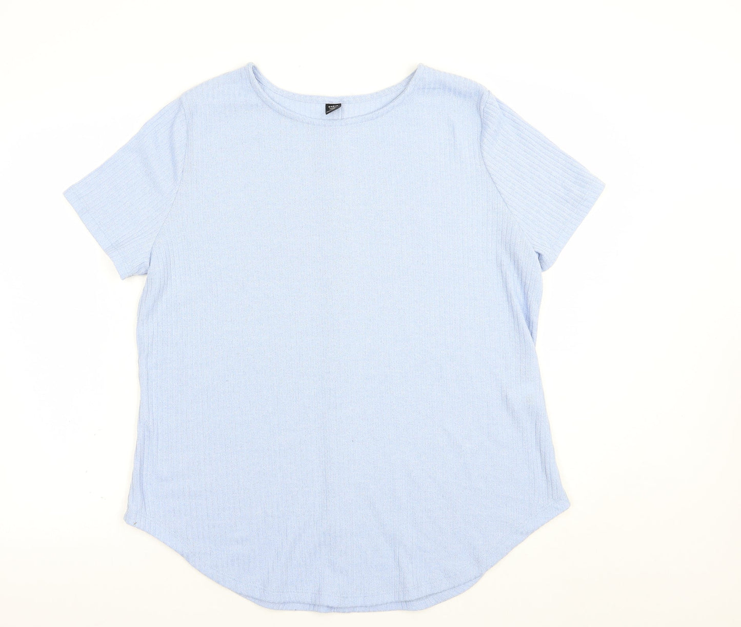 SheIn Womens Blue  Polyester Basic Blouse Size XL Crew Neck