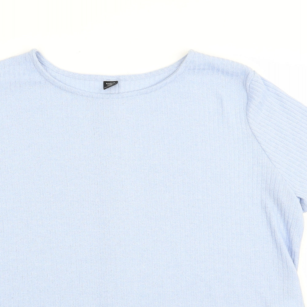 SheIn Womens Blue  Polyester Basic Blouse Size XL Crew Neck