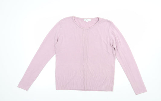 Klass Womens Pink Crew Neck  Acrylic Pullover Jumper Size L