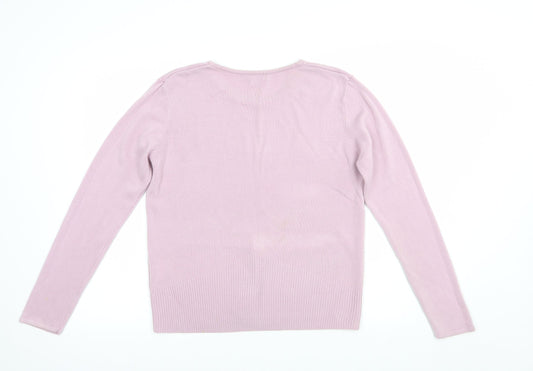 Klass Womens Pink Crew Neck  Acrylic Pullover Jumper Size L