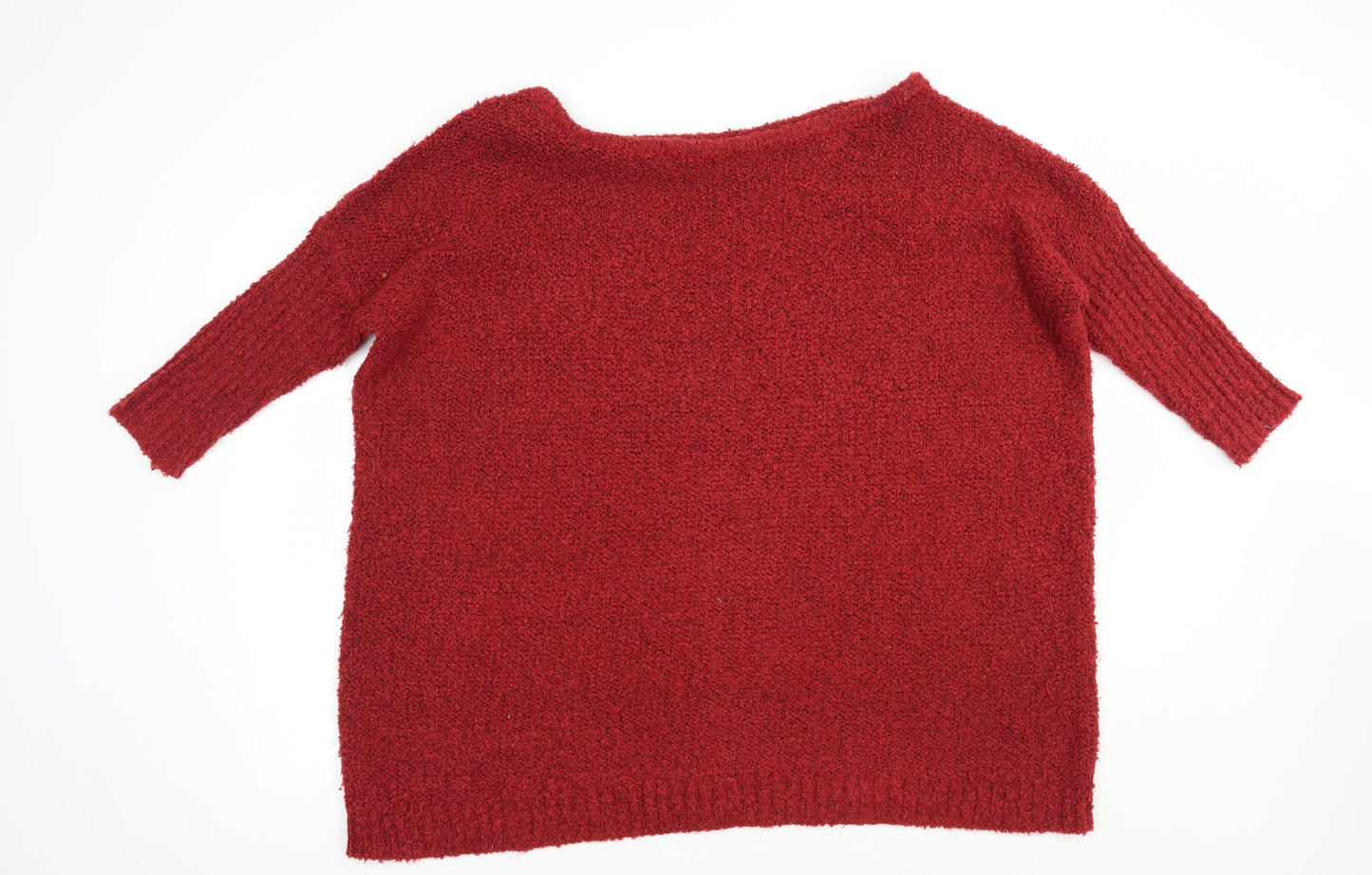 SheIn Womens Red Boat Neck  Acrylic Pullover Jumper Size XL