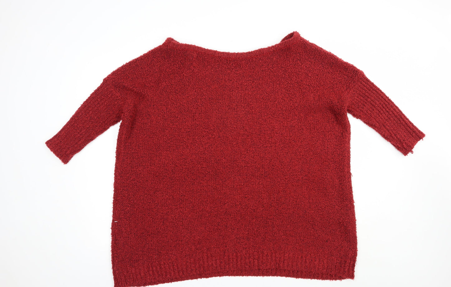 SheIn Womens Red Boat Neck  Acrylic Pullover Jumper Size XL