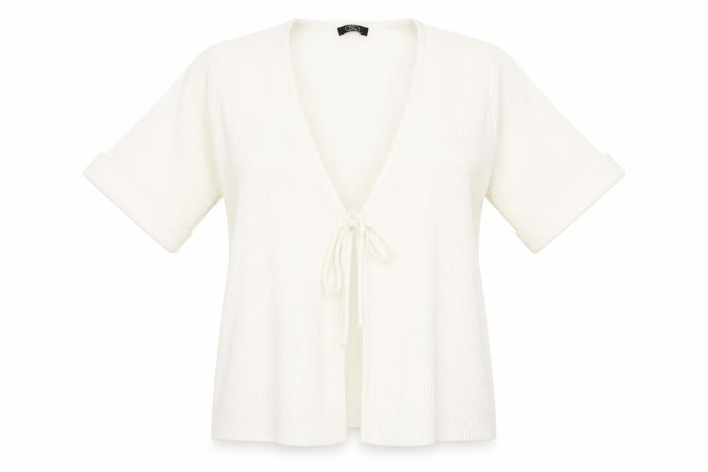 Bonmarché Womens Ivory V-Neck Acrylic Cardigan Jumper Size L