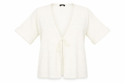 Bonmarché Womens Ivory V-Neck Acrylic Cardigan Jumper Size L