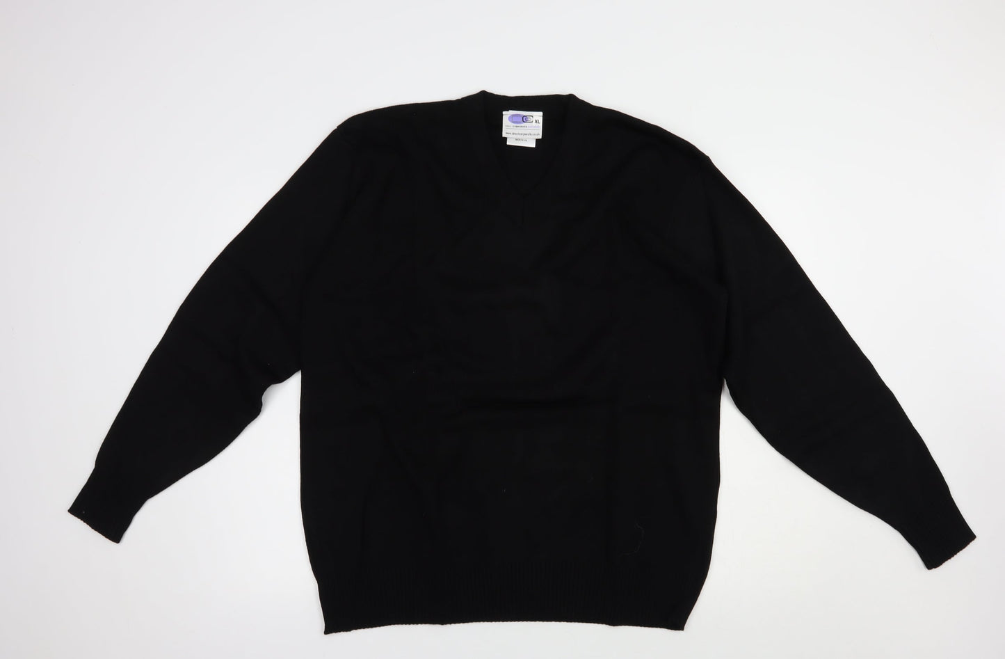 Direct Corporate Mens Black V-Neck  Acrylic Pullover Jumper Size XL