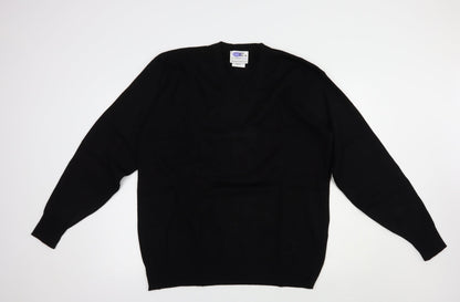Direct Corporate Mens Black V-Neck  Acrylic Pullover Jumper Size XL