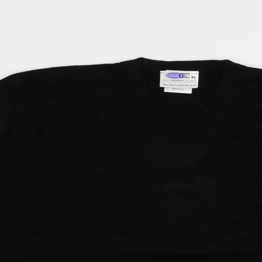 Direct Corporate Mens Black V-Neck  Acrylic Pullover Jumper Size XL