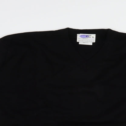 Direct Corporate Mens Black V-Neck  Acrylic Pullover Jumper Size XL