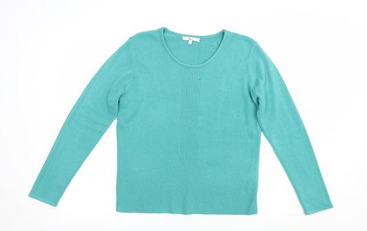 Klass Womens Green Boat Neck  Acrylic Pullover Jumper Size L