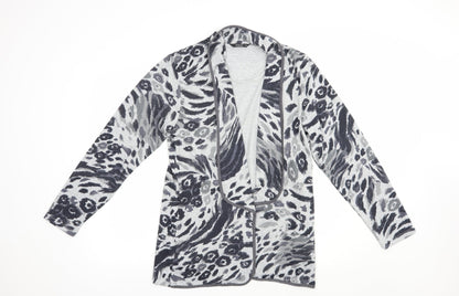 Tigi Womens Grey Boat Neck Animal Print Polyester Pullover Jumper Size 14