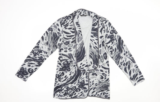 Tigi Womens Grey Boat Neck Animal Print Polyester Pullover Jumper Size 14