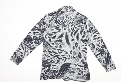 Tigi Womens Grey Boat Neck Animal Print Polyester Pullover Jumper Size 14