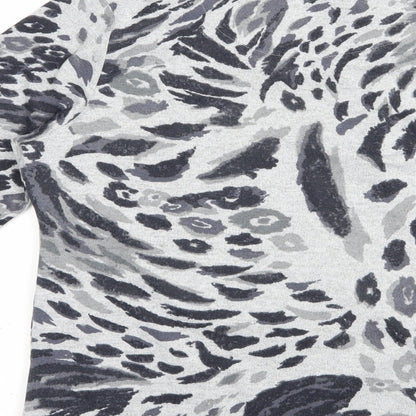 Tigi Womens Grey Boat Neck Animal Print Polyester Pullover Jumper Size 14