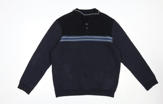BHS Mens Blue Collared  Acrylic Pullover Jumper Size L