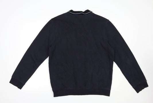 BHS Mens Blue Collared  Acrylic Pullover Jumper Size L