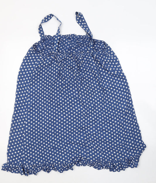 Dunnes Stores Womens Blue Polka Dot Viscose Tank Dress  Size S  Square Neck Pullover