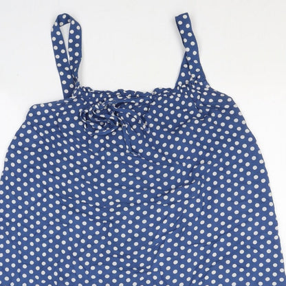 Dunnes Stores Womens Blue Polka Dot Viscose Tank Dress  Size S  Square Neck Pullover