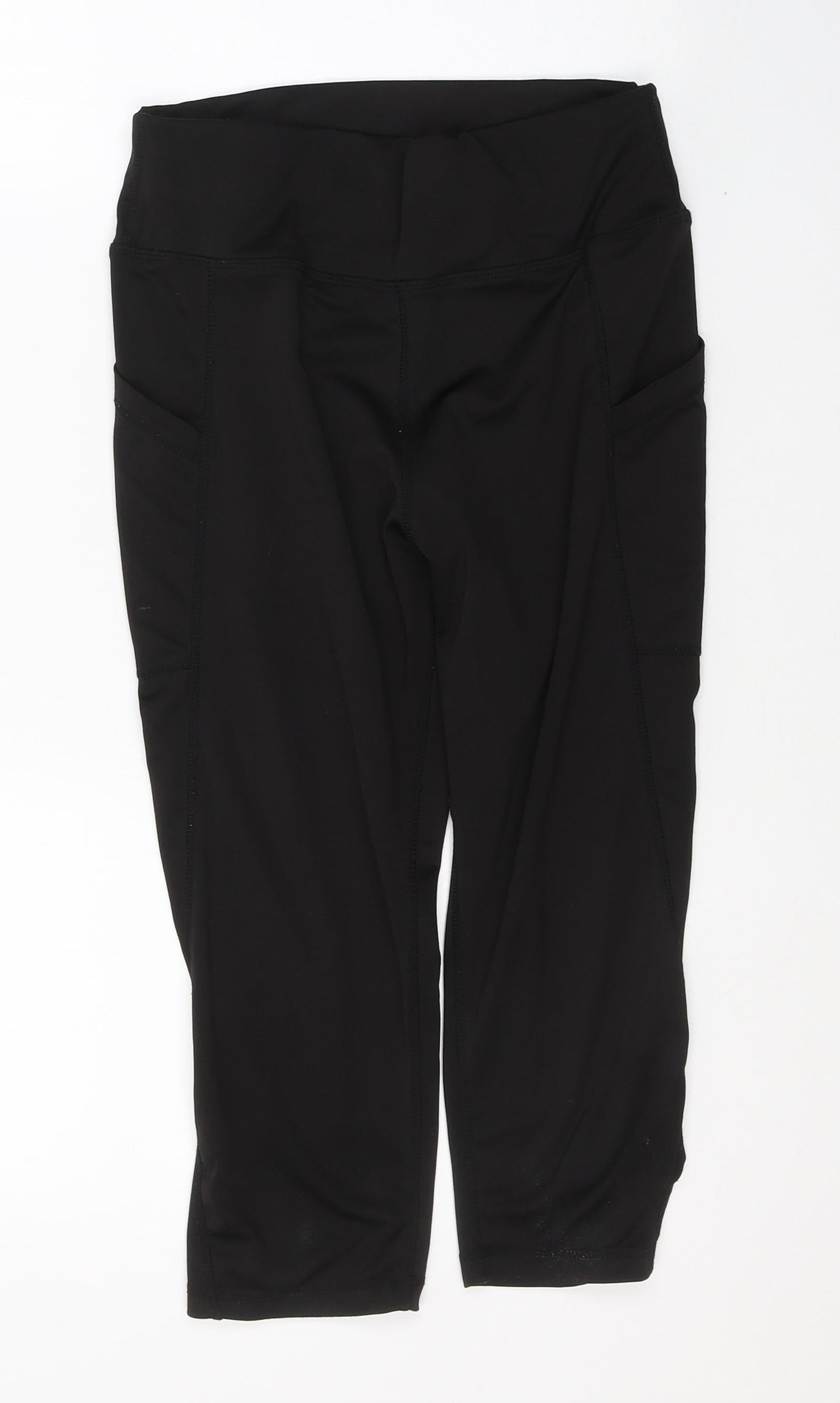 Womens UK Size M Preworn  Cropped Black Leggings
