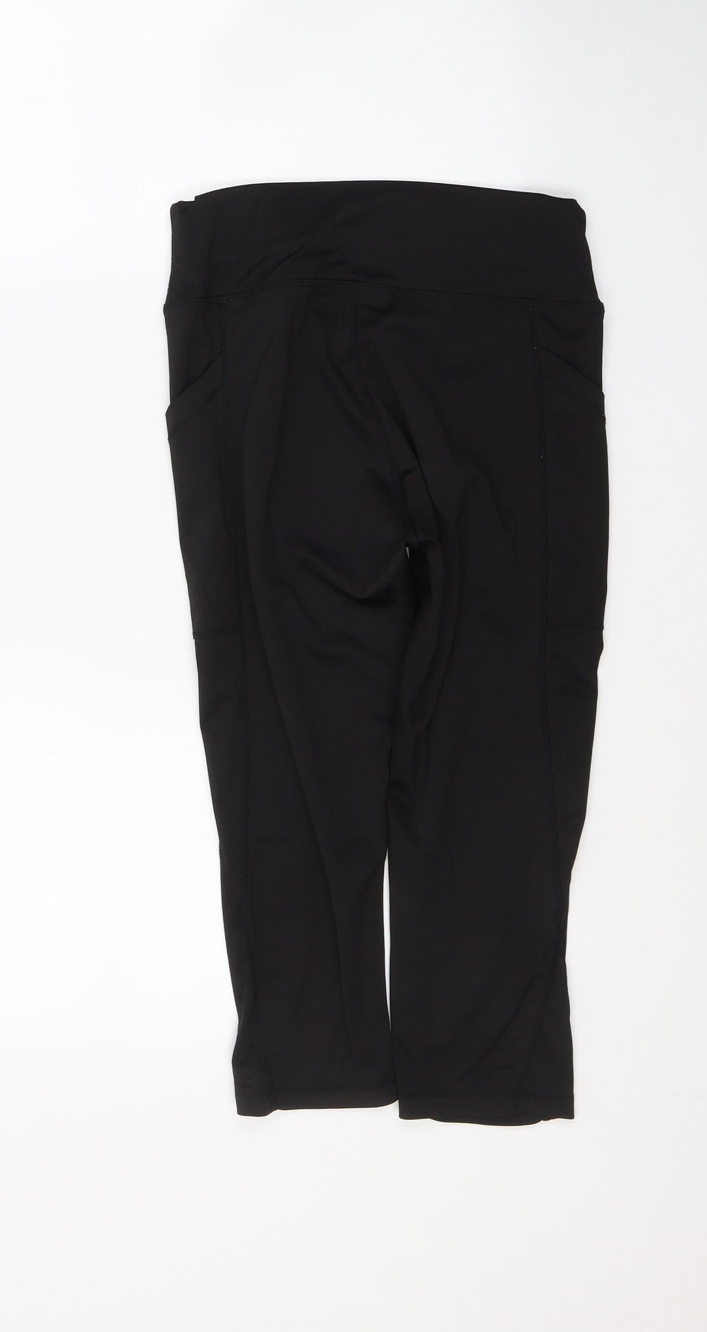Womens UK Size M Preworn  Cropped Black Leggings